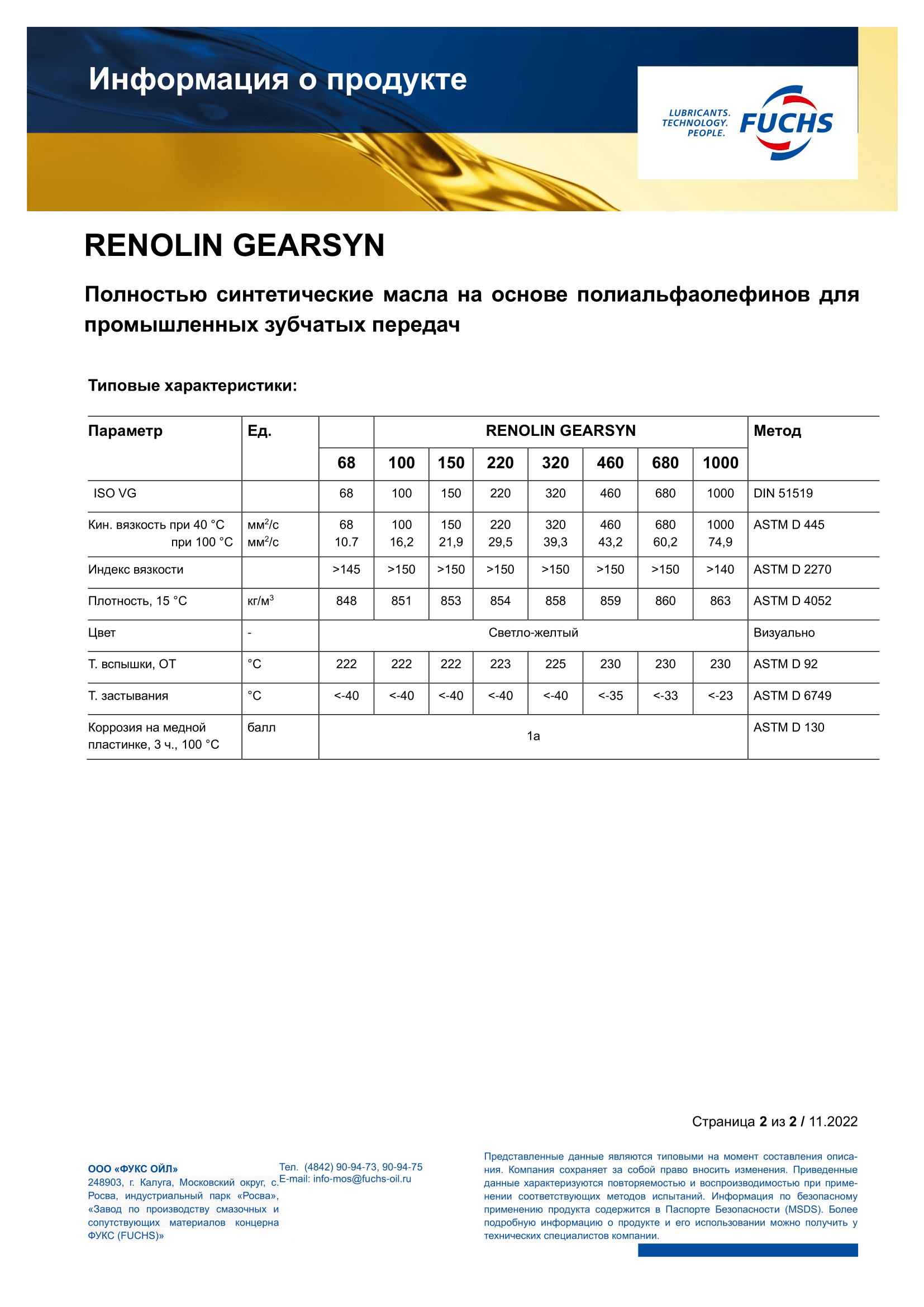 Renolin Gear Syn 100